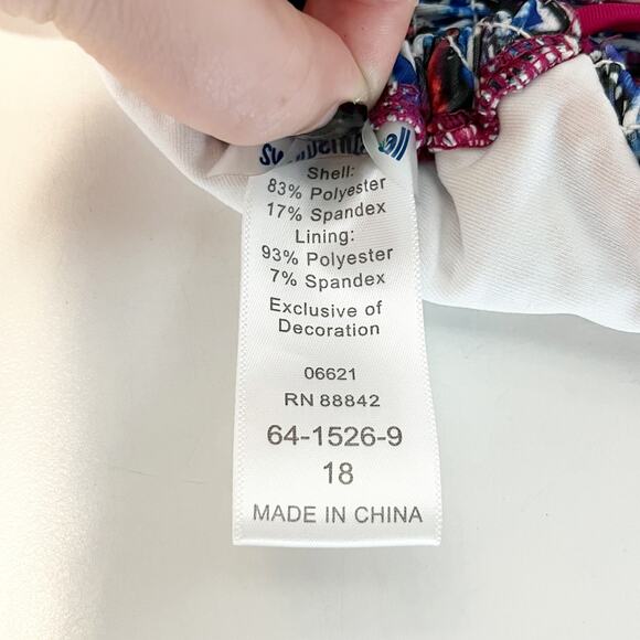 Swimsuits for All Smocked Triangle Top & Bikini Bottom Set Blue Pink 18 - Picture 3 of 15